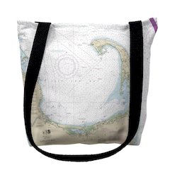 Cape Cod Bay, MA Nautical Map Medium Tote Bag 16x16