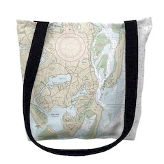 Chatham Harbor, MA Nautical Map Medium Tote Bag 16x16