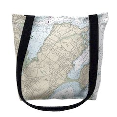 Marblehead, MA Nautical Map Medium Tote Bag 16x16