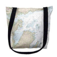Salem, Marblehead and Beverly Harbors, MA Nautical Map Medium Tote Bag 16x16