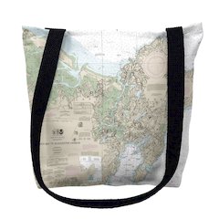 Ipswich Bay to Gloucester Harbor, MA Nautical Map Medium Tote Bag 16x16