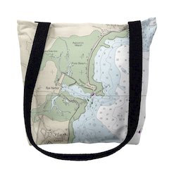 Rye Harbor, NH Nautical Map Medium Tote Bag 16x16