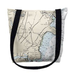 Cape Neddick, ME Nautical Map Medium Tote Bag 16x16