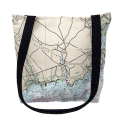 Kennebunckport, ME Nautical Map Medium Tote Bag 16x16