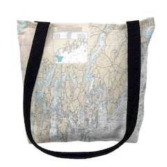 Southport - Pemaquid, ME Nautical Map Medium Tote Bag 16x16