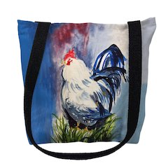 Blue & White Rooster Large Tote Bag 18x18