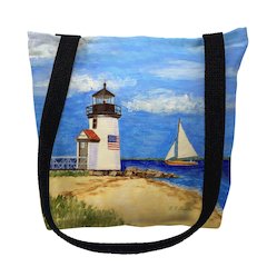 Brant Point Lighthouse, MA Large Tote Bag 18x18