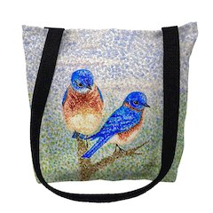 Two Blue Birds Large Tote Bag 18x18