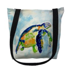 Blue Sea Turtle Small Tote Bag 13x13