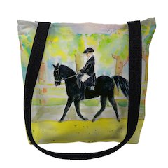 Black Horse & Rider Large Tote Bag 18x18