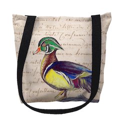 Male Wood Duck Script Medium Tote Bag 16x16