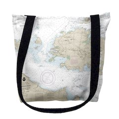 Grindstone Island, NY Nautical Map Medium Tote Bag 16x16