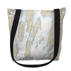 North Hero Island, VT Nautical Map Medium Tote Bag 16x16