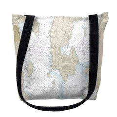 South Hero Island, VT Nautical Map Medium Tote Bag 16x16