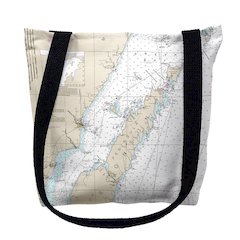 Door County, Green Bay, WI Nautical Map Medium Tote Bag 16x16