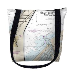 New Buffalo, MI Nautical Map Medium Tote Bag 16x16