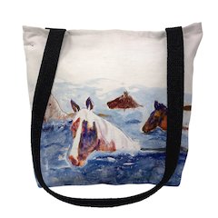 Chincoteague Ponies Large Tote Bag 18x18