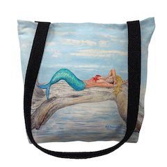 Mermaid on Log Right Small Tote Bag 13x13