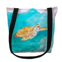Brown Sea Turtle Large Tote Bag 18x18