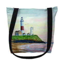 Montauk Lighthouse, NY Large Tote Bag 18x18
