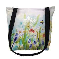 Bird & Daffodils Large Tote Bag 18x18