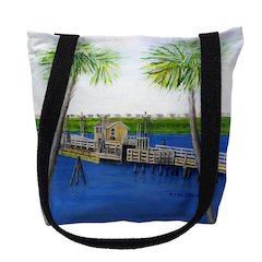 Sunset Beach, NC Bridge Large Tote Bag 18x18