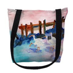 White Ibises Small Tote Bag 13x13