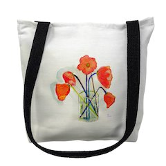 Poppies in Vase Large Tote Bag 18x18
