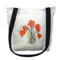 Poppies in Vase Medium Tote Bag 16x16