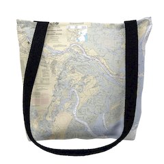 Savannah River and Wassaw Sound, GA Nautical Map Medium Tote Bag 16x16