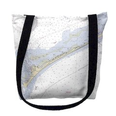 Ocracoke Inlet, NC Nautical Map Medium Tote Bag 16x16