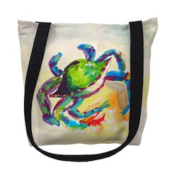 Teal Crab Medium Tote Bag 16x16