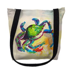 Teal Crab Small Tote Bag 13x13