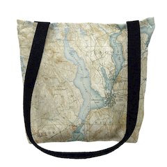 Lake Winnisquam, NH Nautical Map Medium Tote Bag 16x16