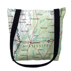 Mississippi, MS Nautical Map Medium Tote Bag 16x16