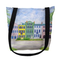 Rainbow Row Large Tote Bag 18x18