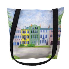Rainbow Row Medium Tote Bag 16x16