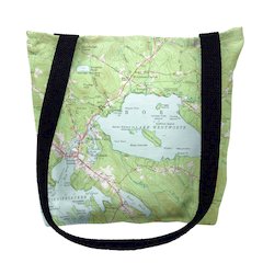 Lake Wentworth, NH Nautical Map Medium Tote Bag 16x16