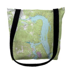 Pickwick Lake, TN Nautical Map Medium Tote Bag 16x16
