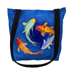 Swirling Koi Small Tote Bag 13x13