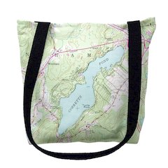 Cobbetts Pond, NH Nautical Map Medium Tote Bag 16x16
