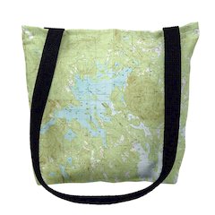 Squam Lake, NH Nautical Map Medium Tote Bag 16x16