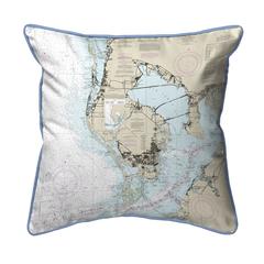 Tampa Bay, FL Nautical Map Extra Large Zippered Indoor/Outdoor Pillow 22x22