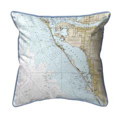 Sarasota Bay, FL Nautical Map Extra Large Zippered Indoor/Outdoor Pillow 22x22