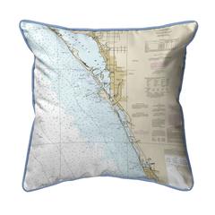 Venice, FL Nautical Map Extra Large Zippered Indoor/Outdoor Pillow 22x22