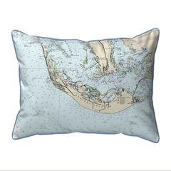 Sanibell Island, FL Nautical Map Extra Large Zippered Indoor/Outdoor Pillow 20x24