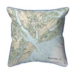 Beaufort, SC Nautical Map Extra Large Zippered Indoor/Outdoor Pillow 22x22
