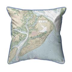 Hilton Head, SC Nautical Map Extra Large Zippered Indoor/Outdoor Pillow 22x22