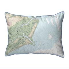 Fripp Island, SC Nautical Map Extra Large Zippered Indoor/Outdoor Pillow 20x24