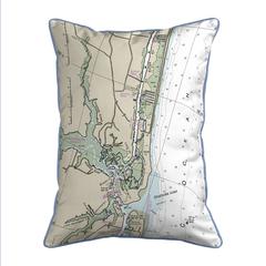Holden Beach, NC Nautical Map Extra Large Zippered Indoor/Outdoor Pillow 20x24